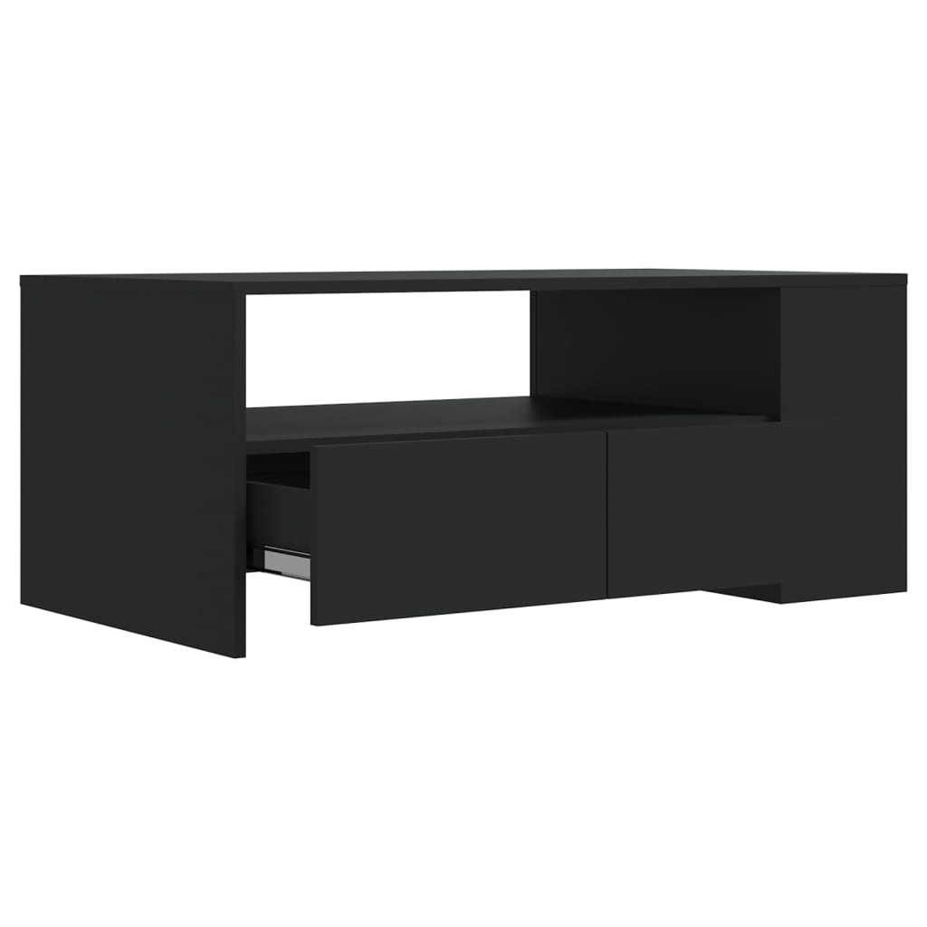 fekete szerelt fa dohányzóasztal 102 x 55 x 42 cm