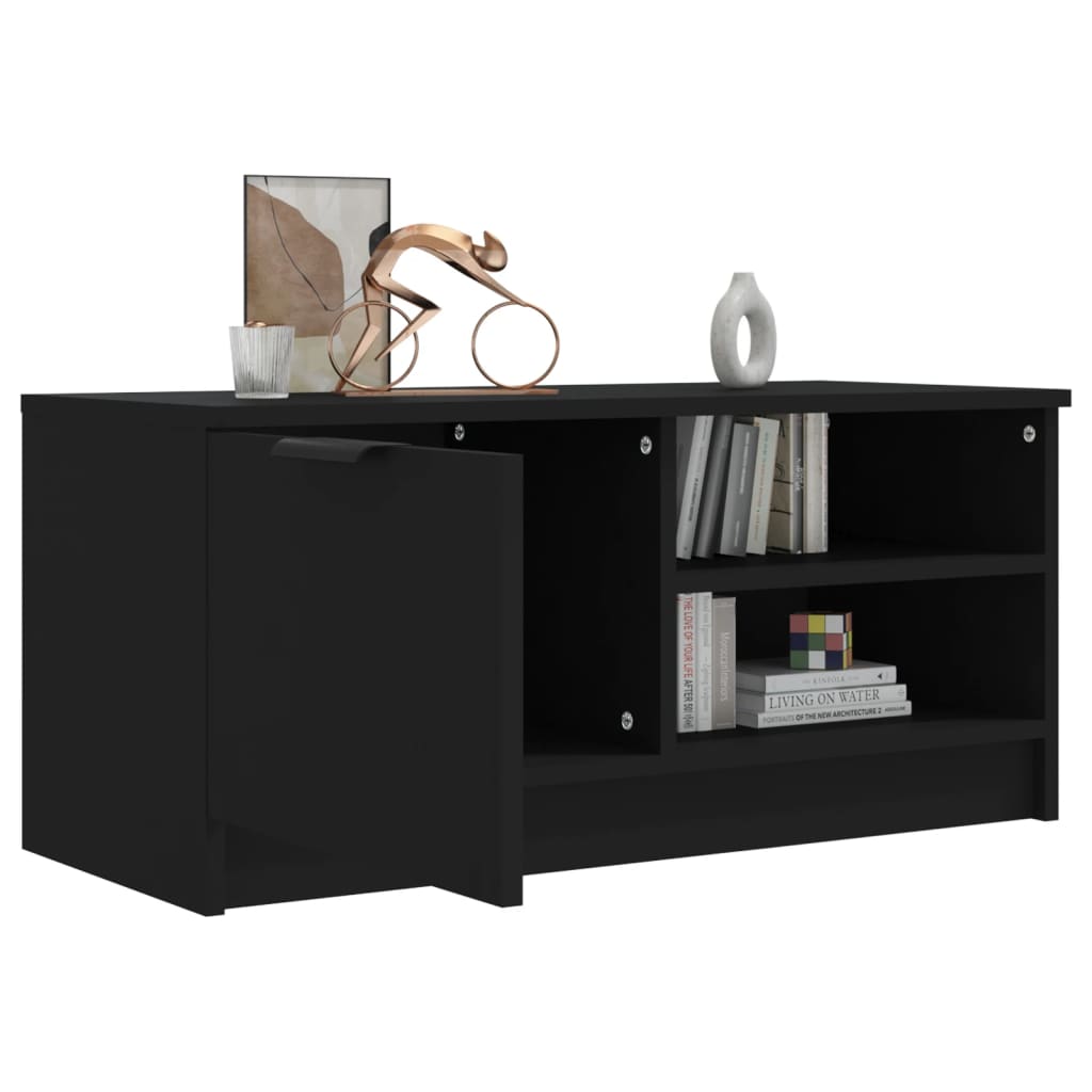 fekete szerelt fa TV-szekrény 80 x 35 x 36,5 cm