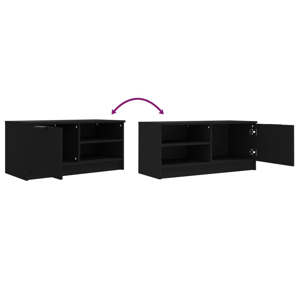 fekete szerelt fa TV-szekrény 80 x 35 x 36,5 cm
