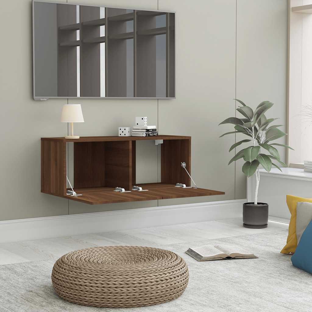 barna tölgy színű szerelt fa TV-szekrény 80 x 30 x 30 cm