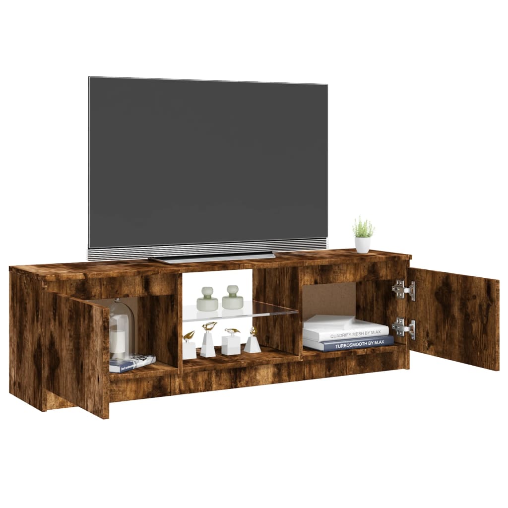 füstölt tölgy színű TV-szekrény LED lámpákkal 120x30x36 cm