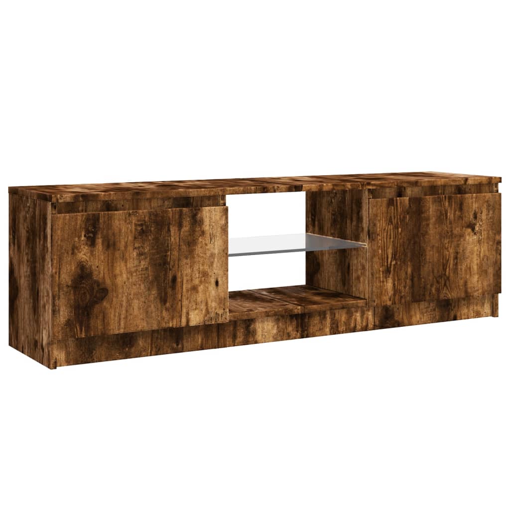 füstölt tölgy színű TV-szekrény LED lámpákkal 120x30x36 cm