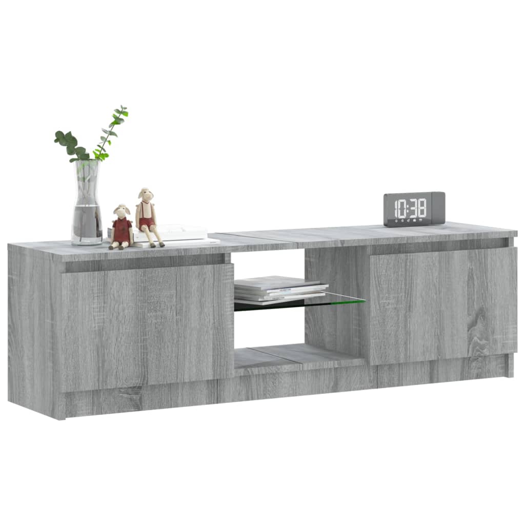 szürke sonoma színű TV-szekrény LED lámpákkal 120 x 30 x 36cm