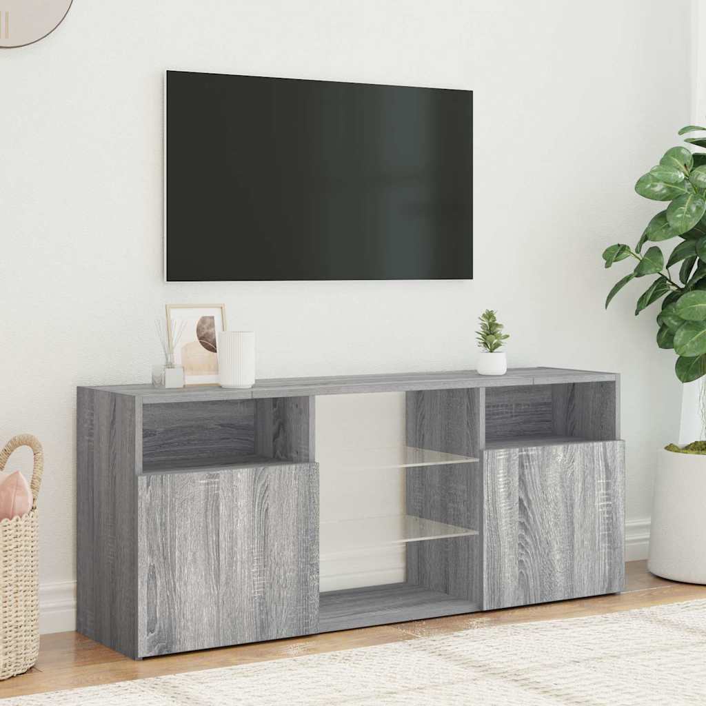 szürke sonoma színű LED-es TV-szekrény 120 x 30 x 50 cm