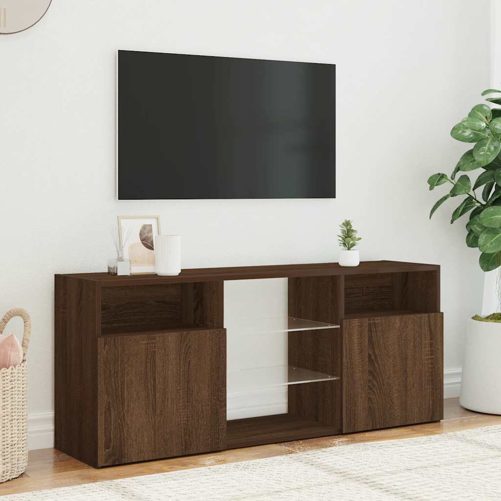 barna tölgy színű LED-es TV-szekrény 120x30x50 cm