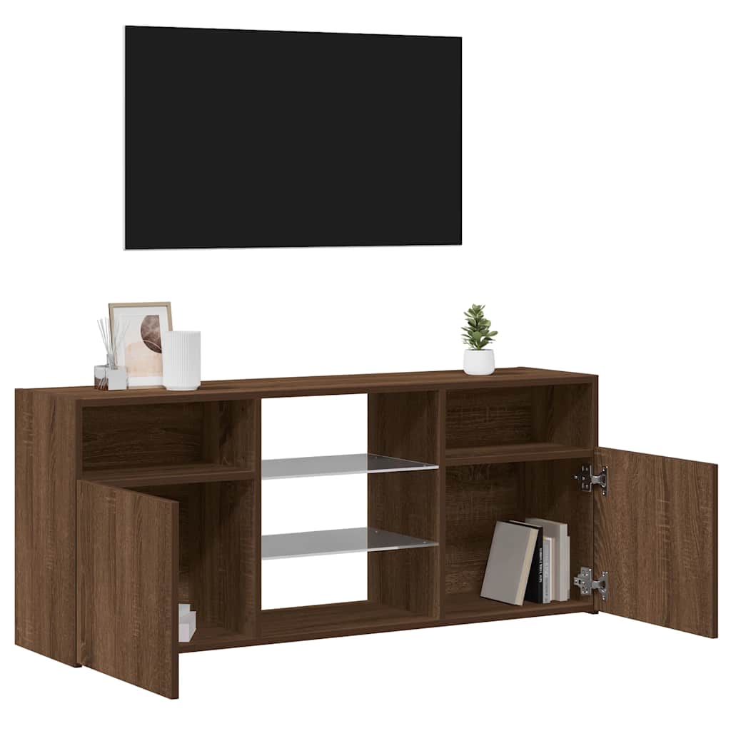 barna tölgy színű LED-es TV-szekrény 120x30x50 cm