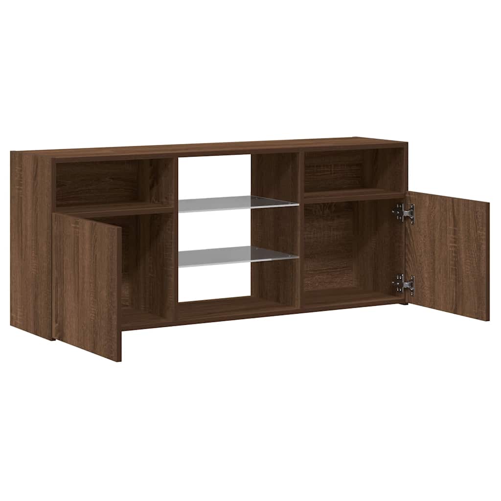 barna tölgy színű LED-es TV-szekrény 120x30x50 cm