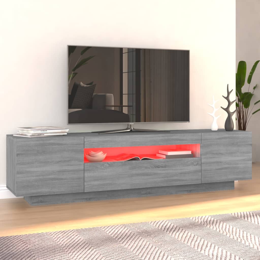 szürke sonoma színű TV-szekrény LED-lámpákkal 160x35x40 cm