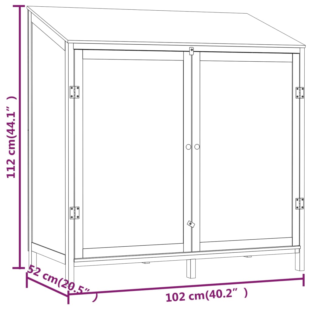 tömör fenyőfa kerti fészer 102 x 52 x 112 cm