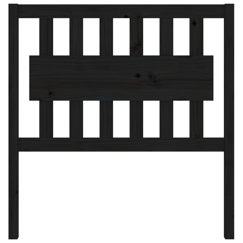 fekete tömör fenyőfa ágyfejtámla 95,5 x 4 x 100 cm