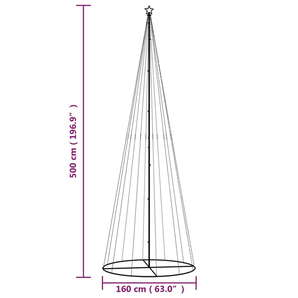 kúp alakú karácsonyfa 732 meleg fehér LED-del 160 x 500 cm