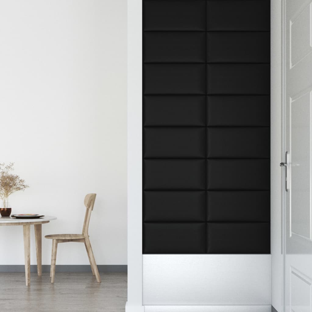 12 db fekete műbőr fali panel 60 x 30 cm 2,16 m²