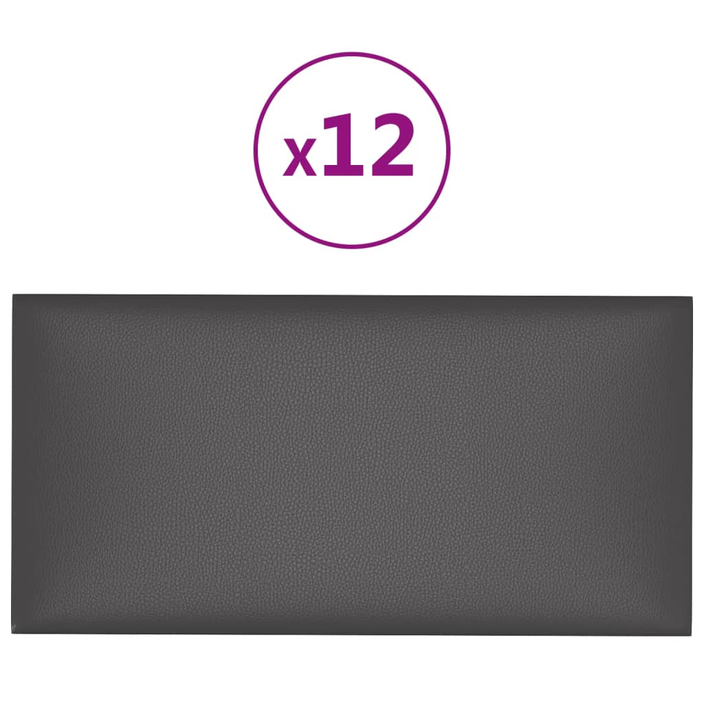12 db szürke műbőr fali panel 60 x 30 cm 2,16 m²