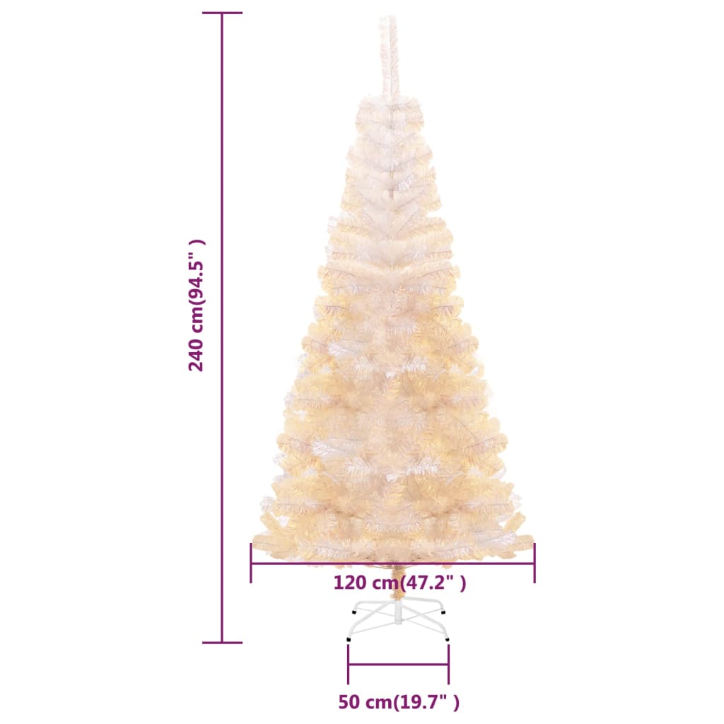 fehér PVC műkarácsonyfa irizáló csúcsokkal 240 cm
