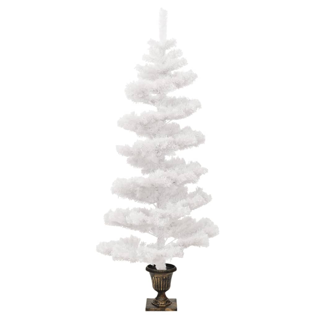 fehér PVC kivilágított kacskaringós karácsonyfa kaspóval 120 cm
