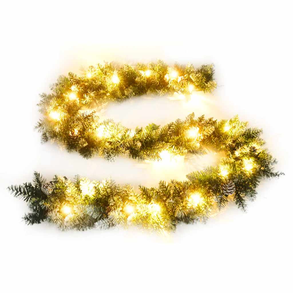 zöld PVC karácsonyi füzér LED-ekkel 5,2 m
