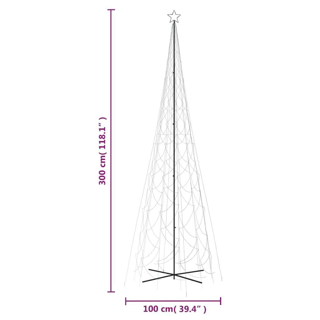 kúp alakú karácsonyfa 3000 hideg fehér LED-del 230 x 800 cm
