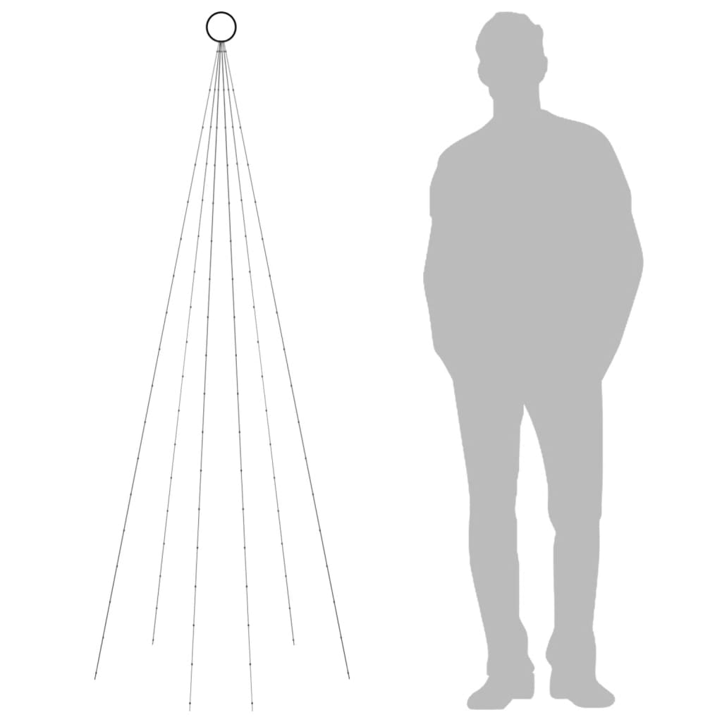 karácsonyfa zászlórúdon 108 meleg fehér LED-del 180 cm