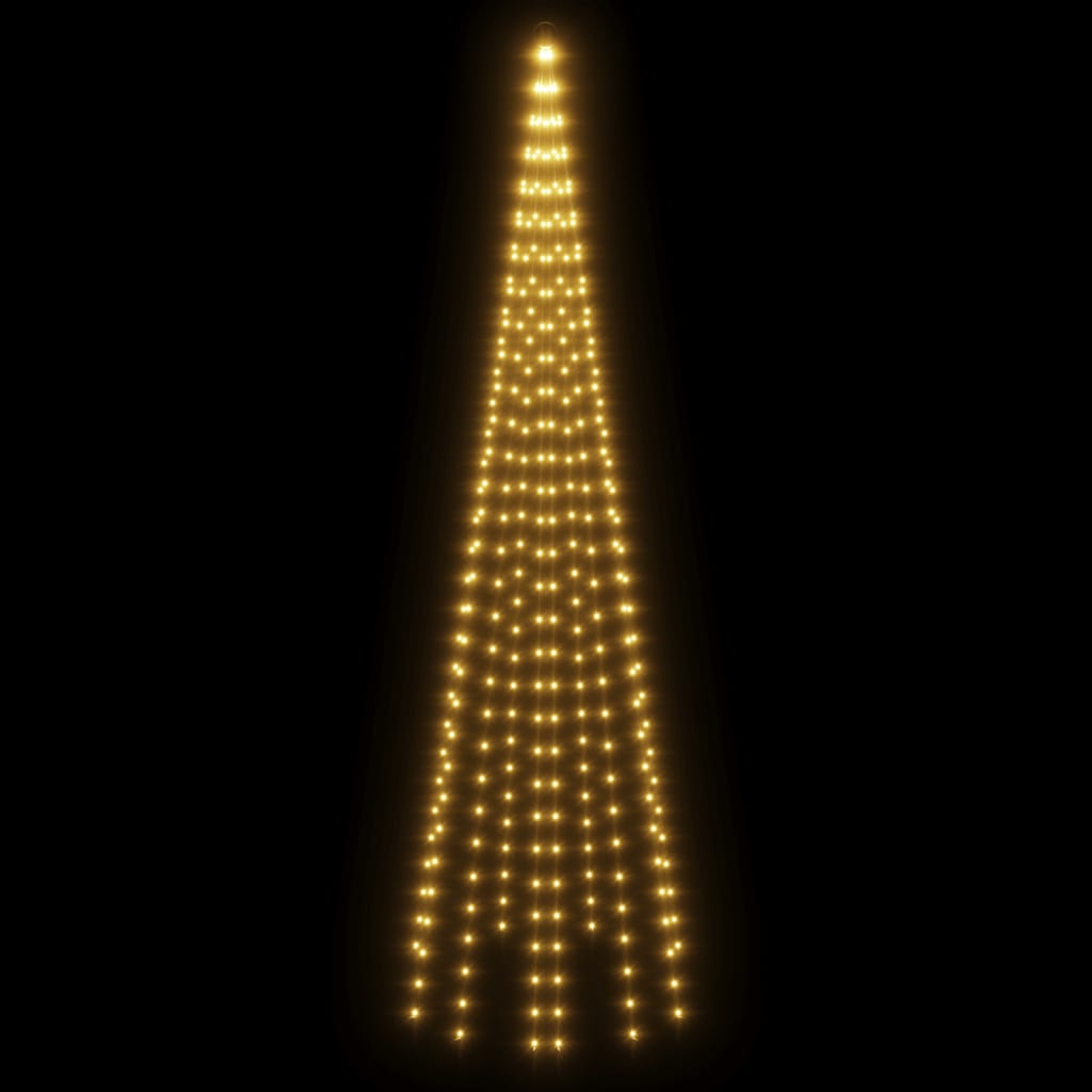 karácsonyfa zászlórúdon 310 meleg fehér LED-del 300 cm