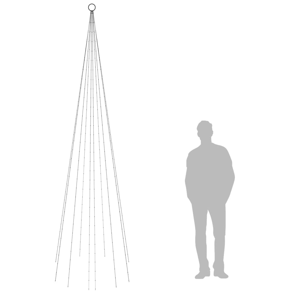 karácsonyfa zászlórúdon 310 meleg fehér LED-del 300 cm