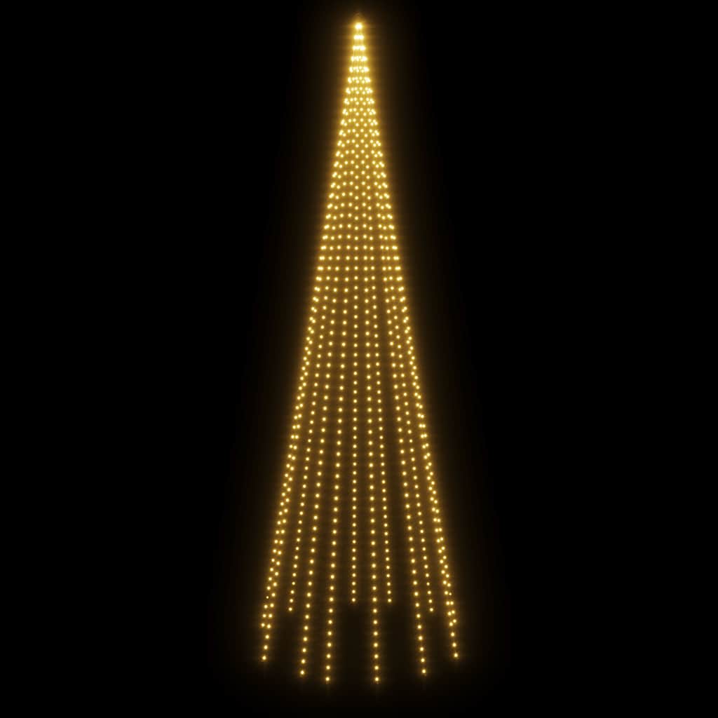 karácsonyfa zászlórúdon 732 meleg fehér LED-del 500 cm