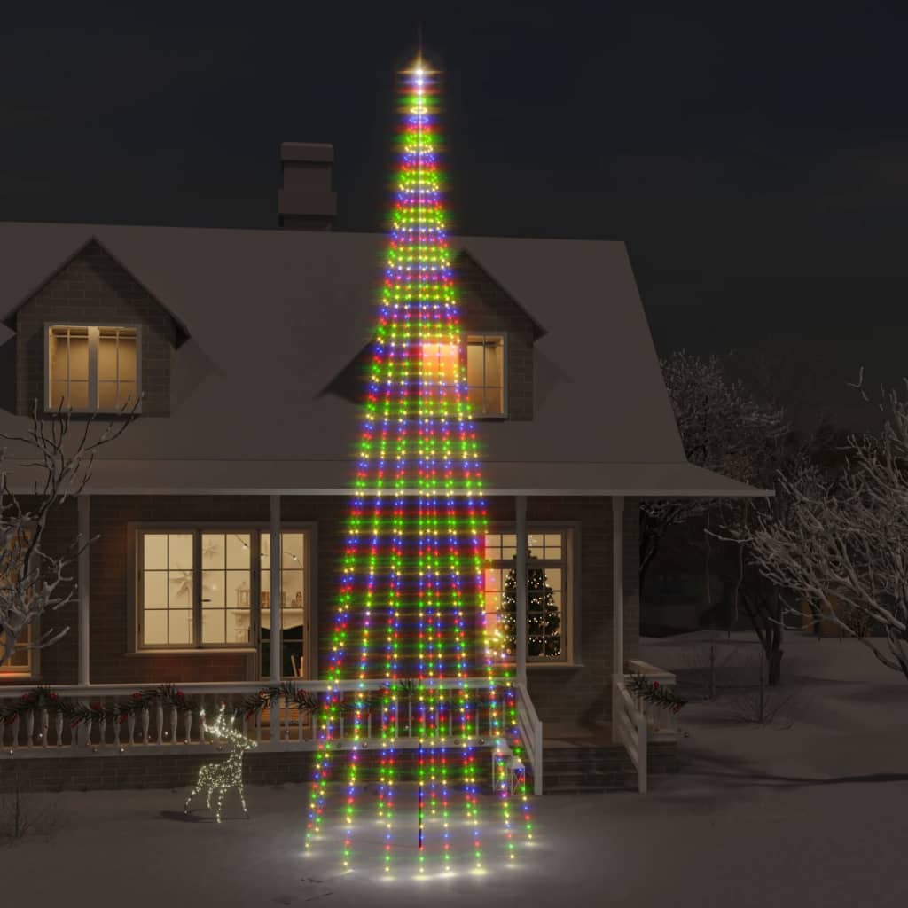 karácsonyfa zászlórúdon 1134 színes LED-del 800 cm