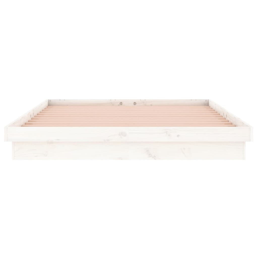 kis kétszemélyes fehér tömör fa LED-es ágykeret 120 x 190 cm