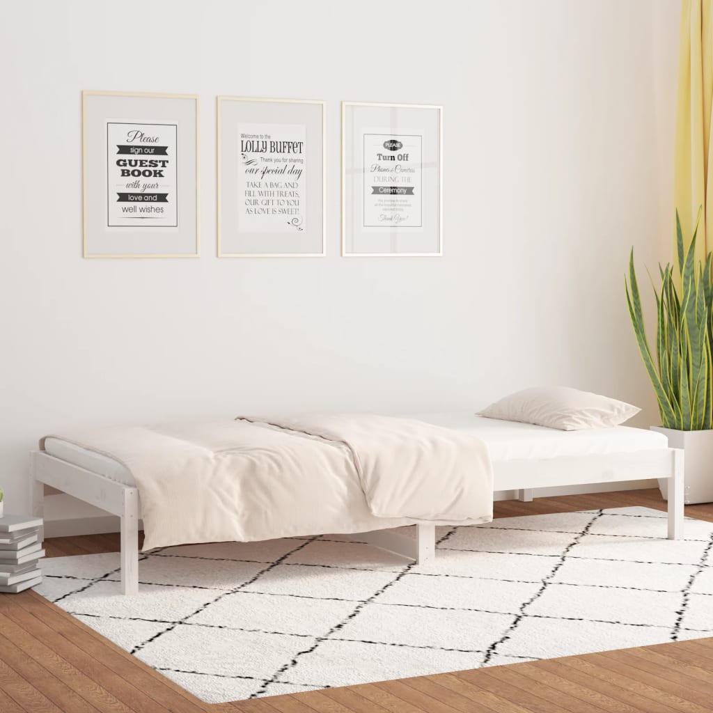fehér tömör fenyőfa kanapéágy matrac nélkül 90 x 200 cm