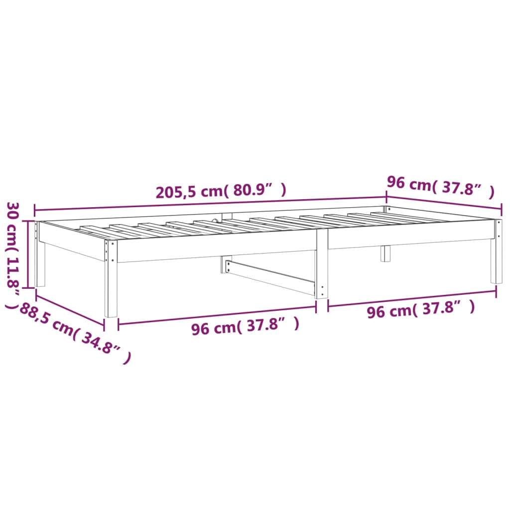 fehér tömör fenyőfa kanapéágy matrac nélkül 90 x 200 cm