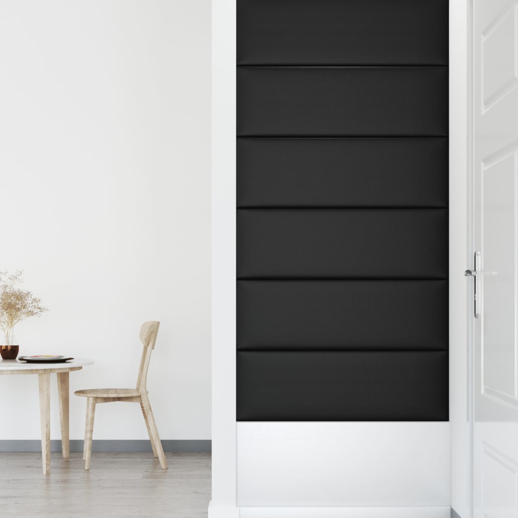 12 db fekete műbőr fali panel 90 x 30 cm 3,24 m²