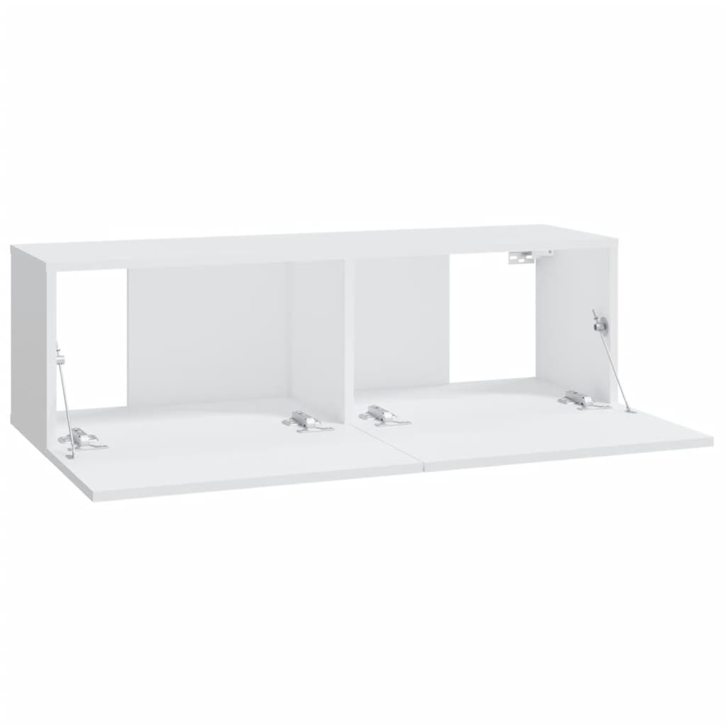 2 db fehér szerelt fa fali TV-szekrény 100 x 30 x 30 cm
