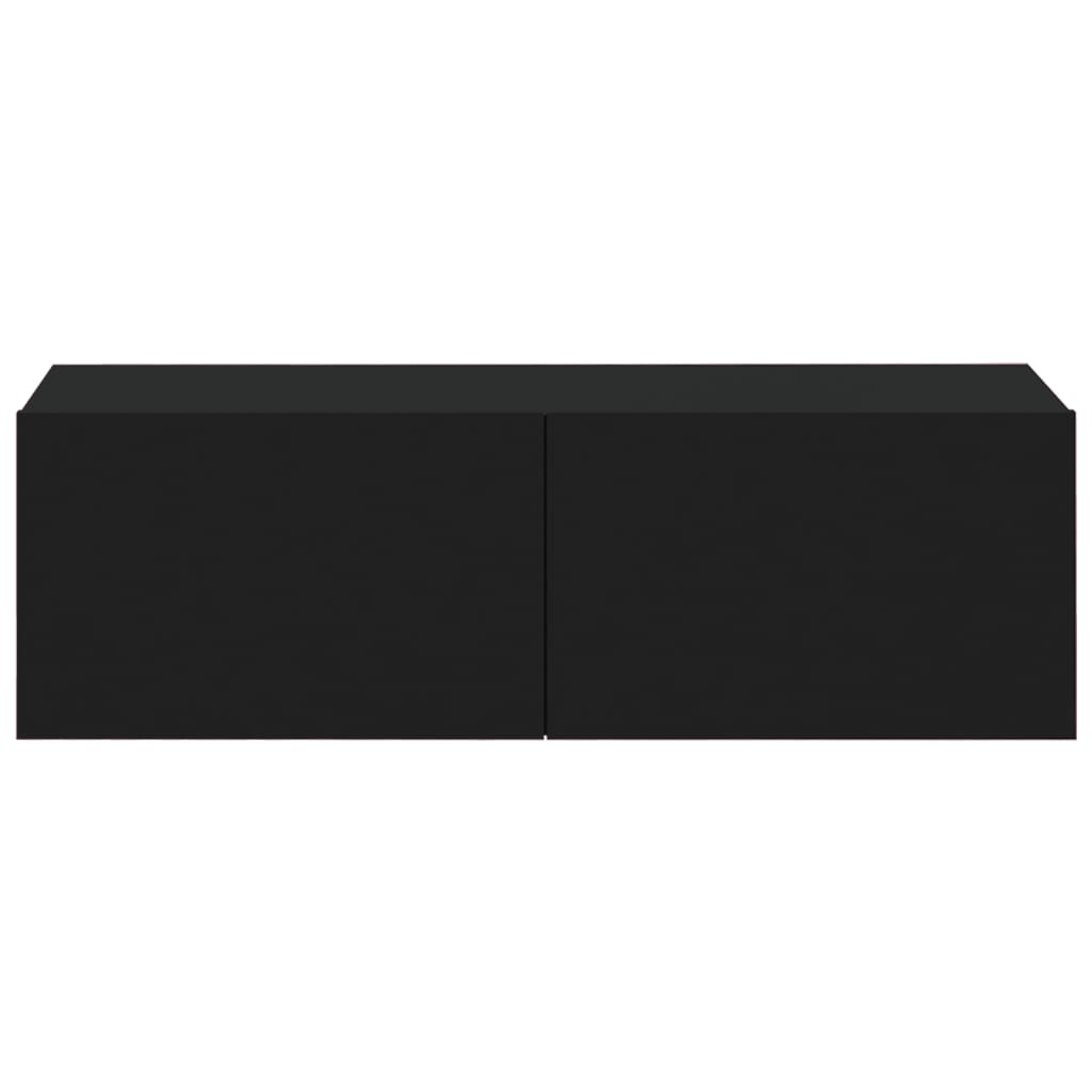 2 db fekete szerelt fa fali TV-szekrény 100 x 30 x 30 cm