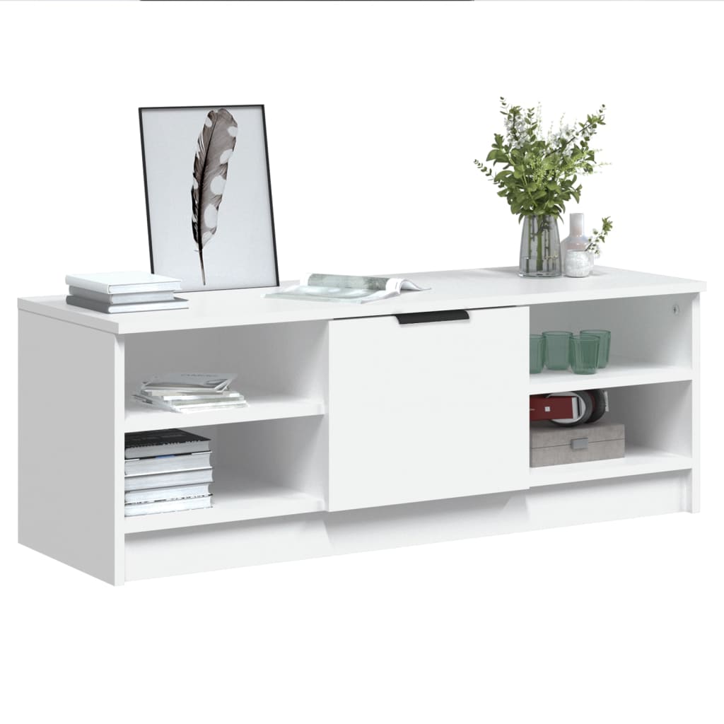 fehér szerelt fa TV-szekrény 102 x 35,5 x 36,5 cm