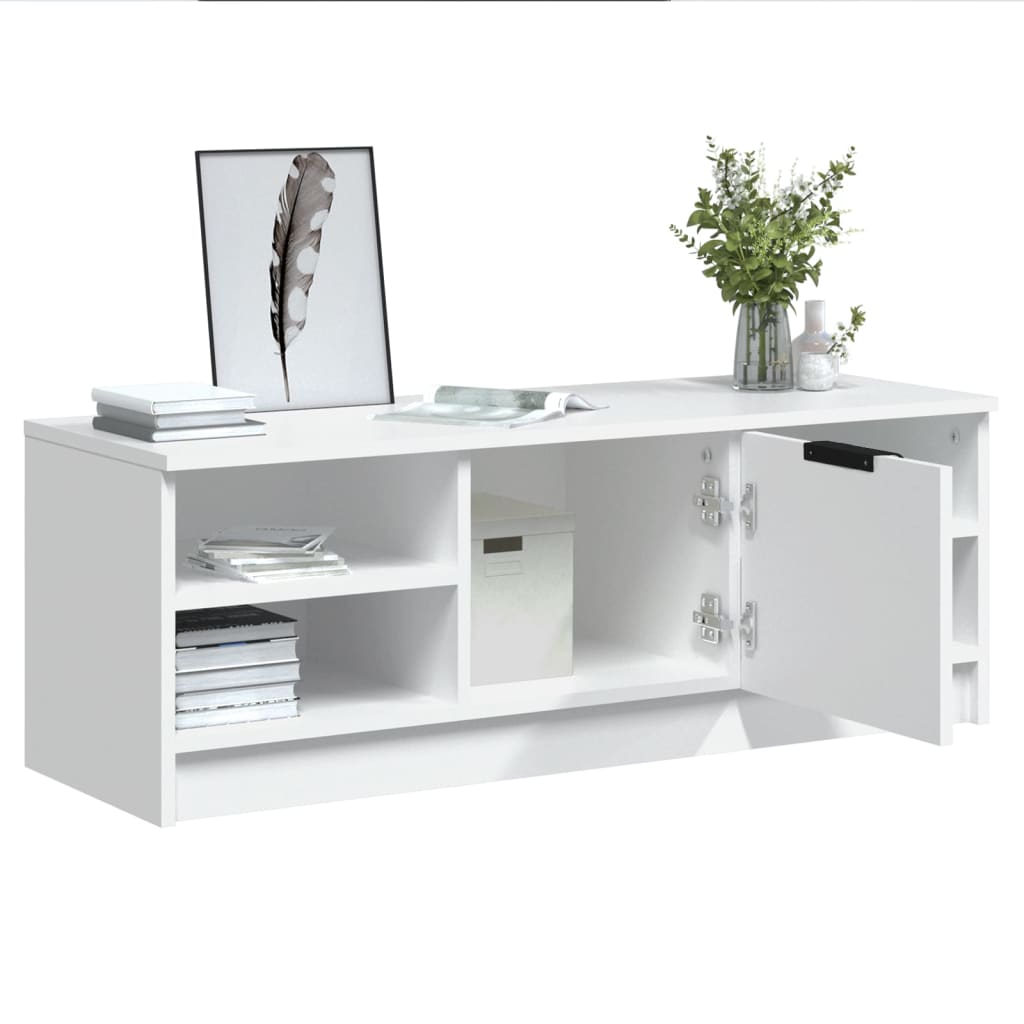 fehér szerelt fa TV-szekrény 102 x 35,5 x 36,5 cm