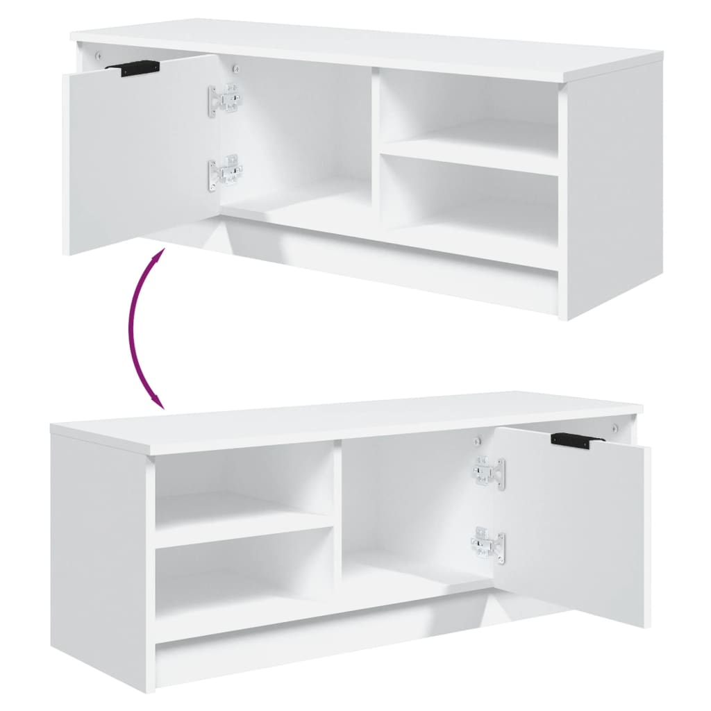 fehér szerelt fa TV-szekrény 102 x 35,5 x 36,5 cm