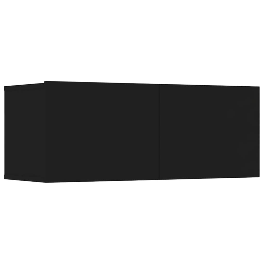 4 db fekete szerelt fa TV-szekrény 80 x 30 x 30 cm