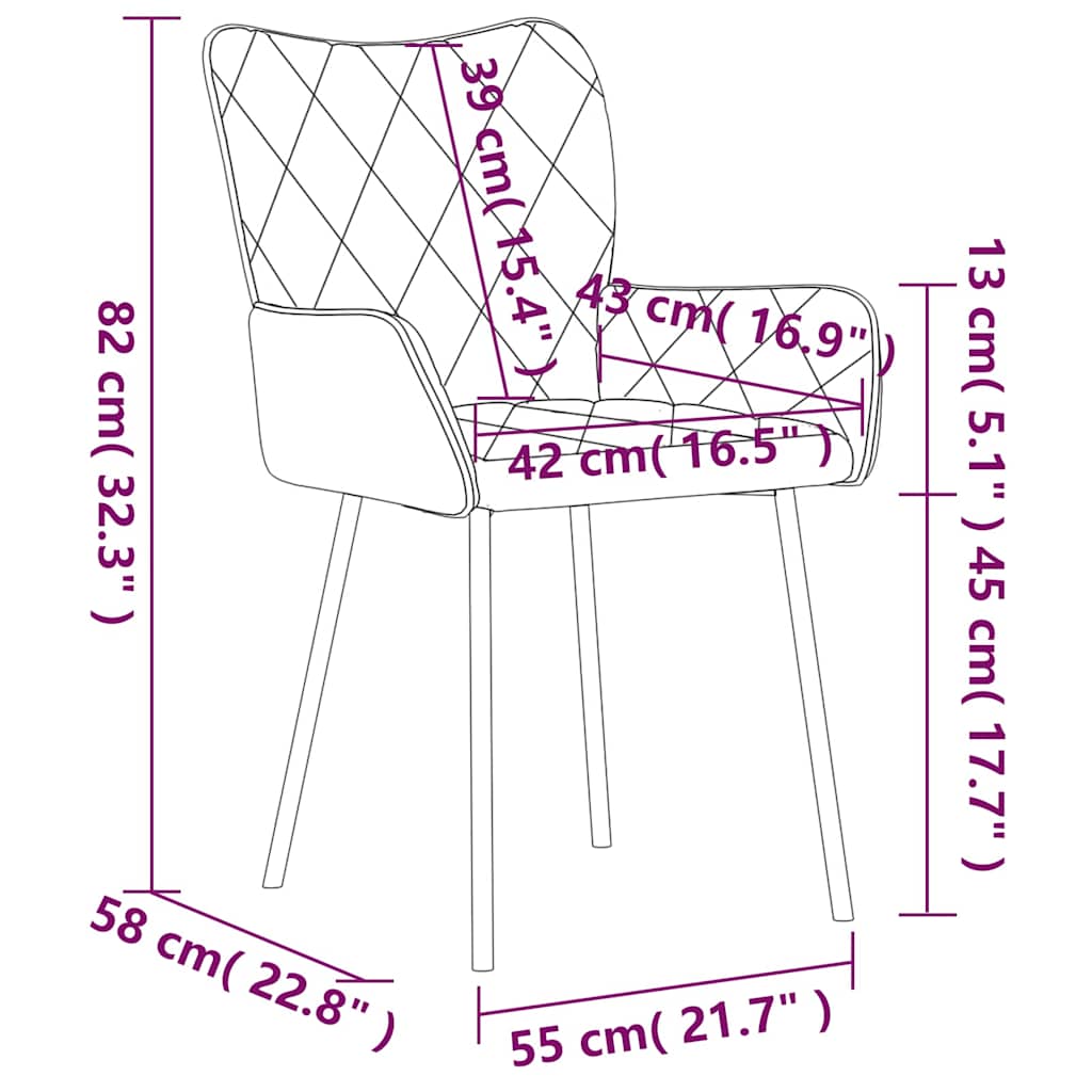 Étkezőszék Zöld 55 x 58 x 82 cm szövet