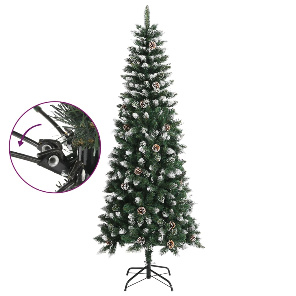 zöld PVC műkarácsonyfa állvánnyal 210 cm