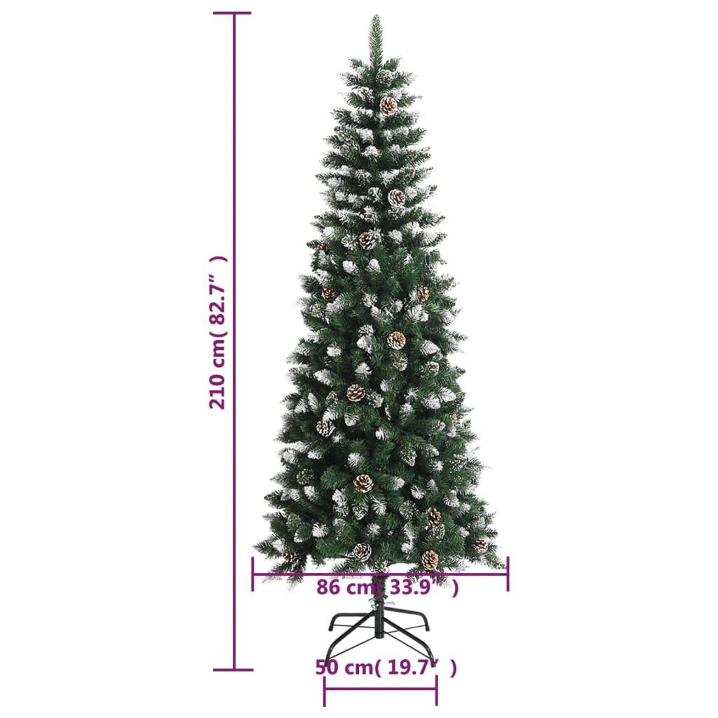zöld PVC műkarácsonyfa állvánnyal 210 cm