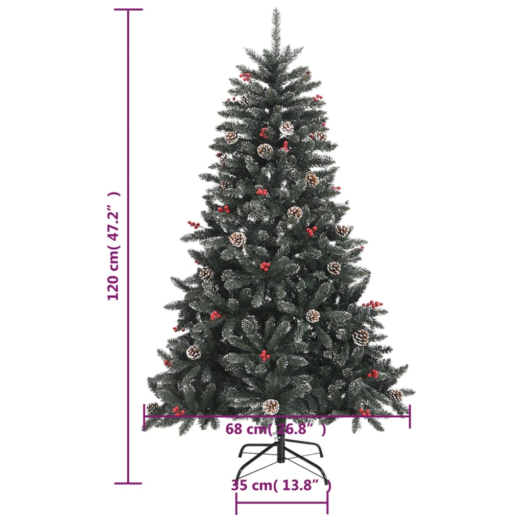 zöld PVC műkarácsonyfa állvánnyal 120 cm