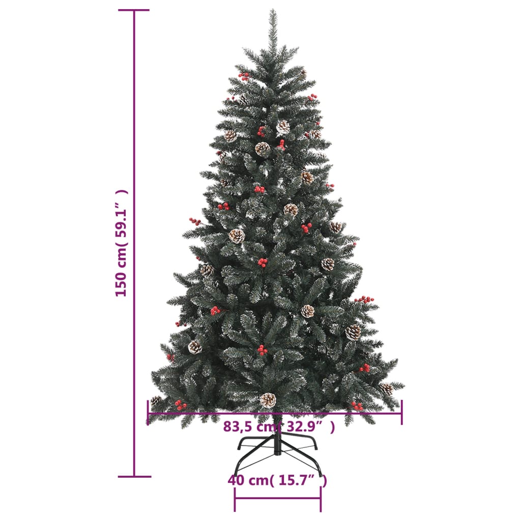 zöld PVC műkarácsonyfa állvánnyal 150 cm