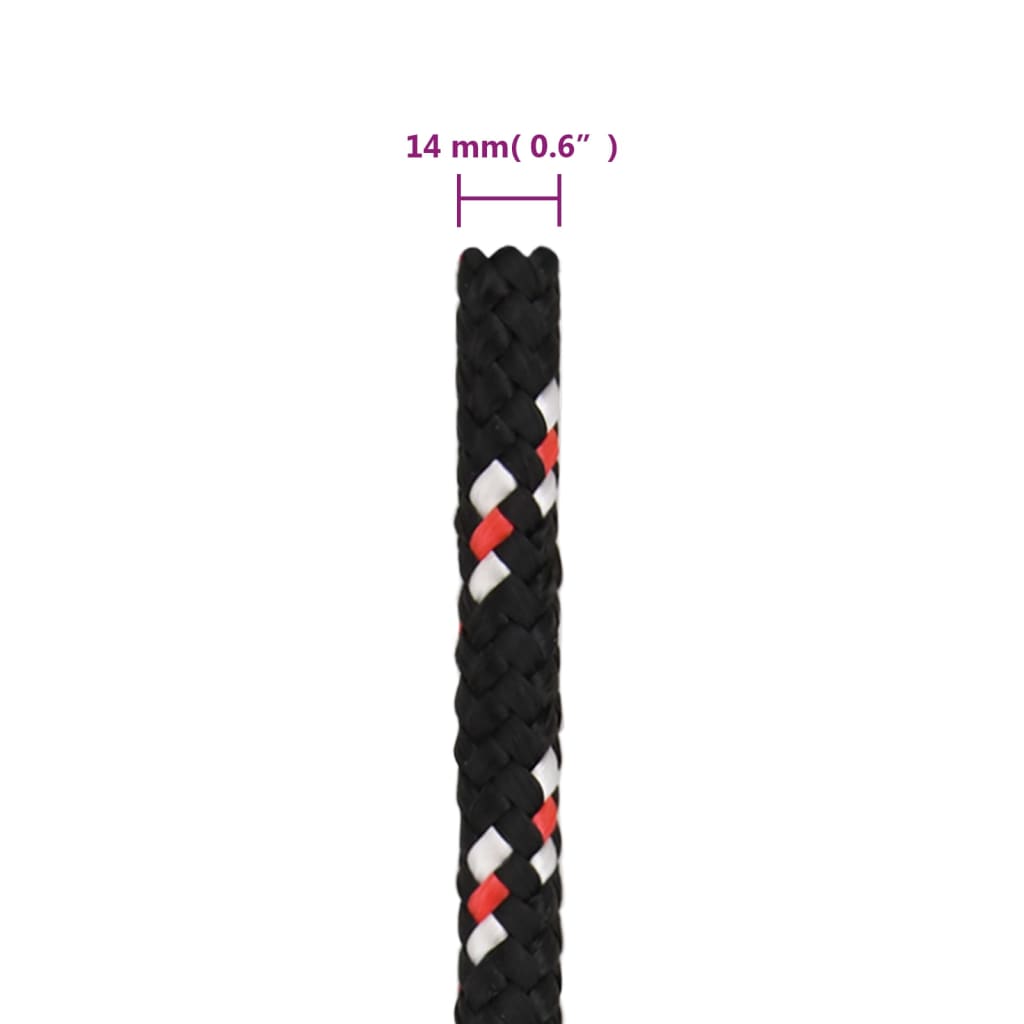 fekete polipropilén hajókötél 14 mm 25 m
