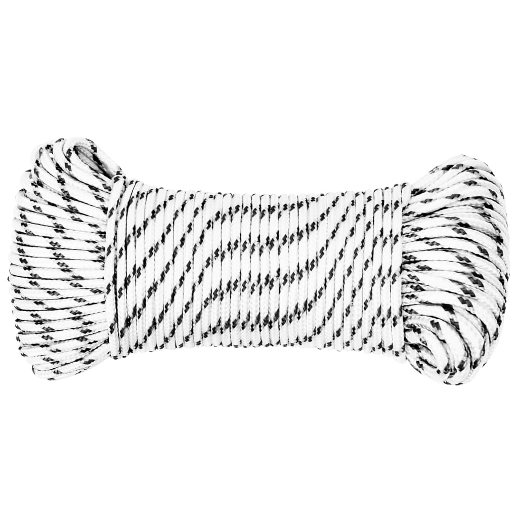 fehér poliészter fonott csónakkötél 4 mm x 50 m