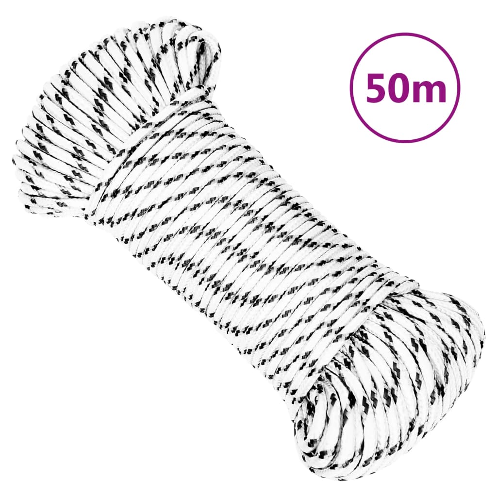 fehér poliészter fonott csónakkötél 4 mm x 50 m