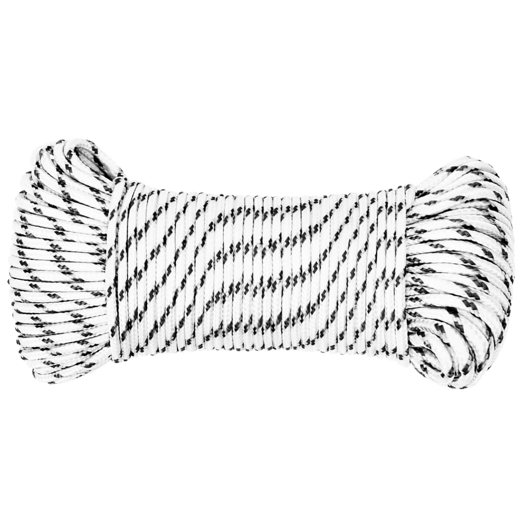 fehér poliészter fonott csónakkötél 5 mm x 100 m