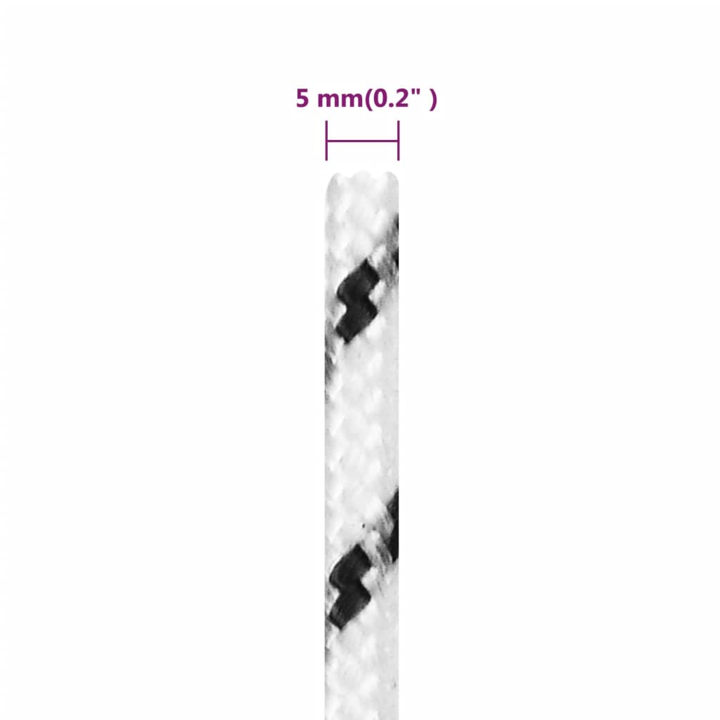 fehér poliészter fonott csónakkötél 5 mm x 100 m