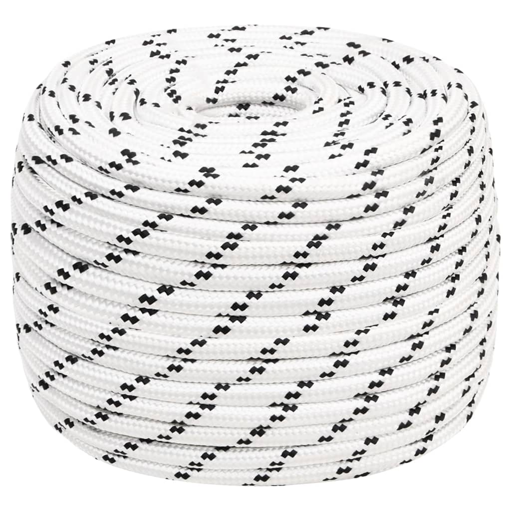 fehér poliészter fonott csónakkötél 12 mm x 100 m