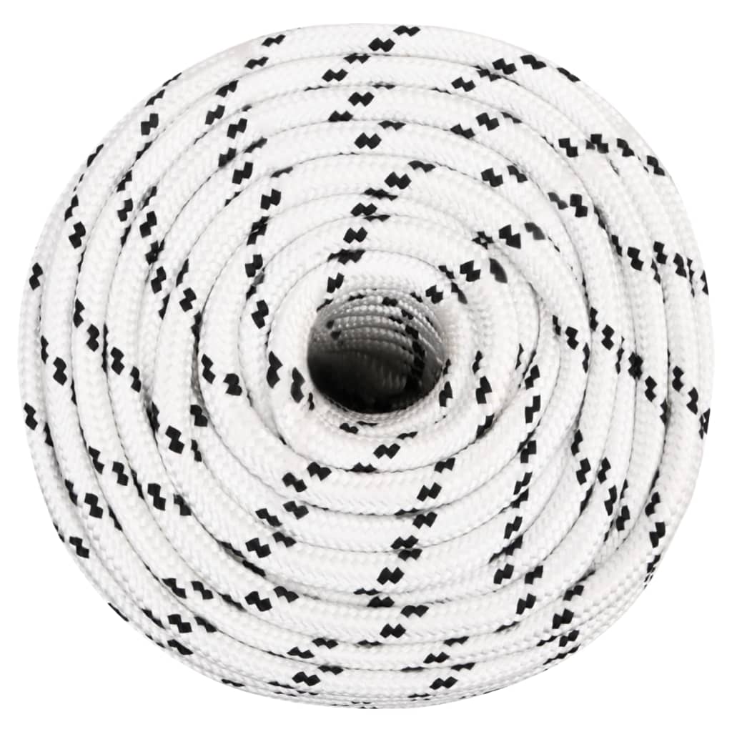 fehér poliészter fonott csónakkötél 12 mm x 100 m