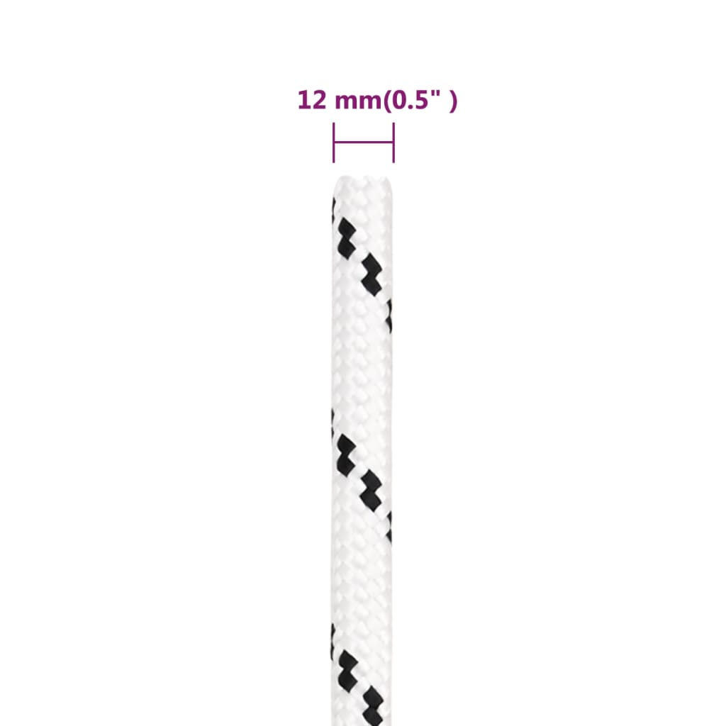 fehér poliészter fonott csónakkötél 12 mm x 100 m