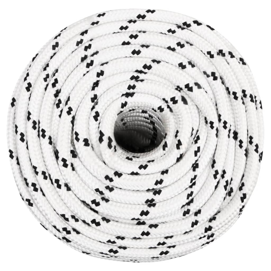 fehér poliészter fonott csónakkötél 14 mm x 25 m